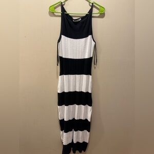 Abercrombie & Fitch Black and White Striped Midi Dress